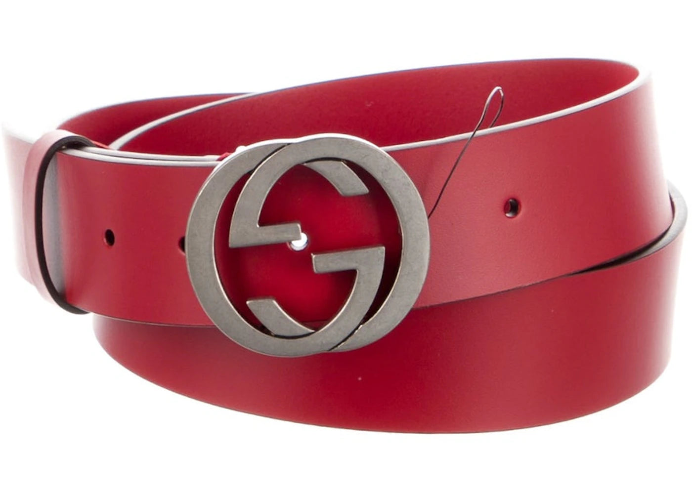 Gucci Calfskin Interlock GG Leather Belt Red - vue 360
