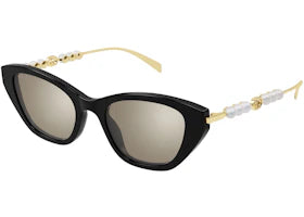 Gucci Cat Eye Sunglasses Black Gold Brown/Brown (GG1968S-004) - vue 360
