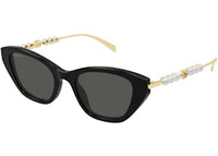 Gucci Cat Eye Sunglasses Black Gold Grey/Grey (GG1968S-001)
