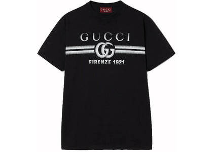 Gucci Cotton Jersey Gucci Print T-Shirt Black - authentic Gucci apparel