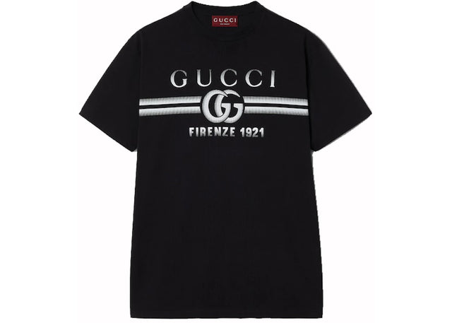 Gucci Cotton Jersey Gucci Print T-Shirt Black