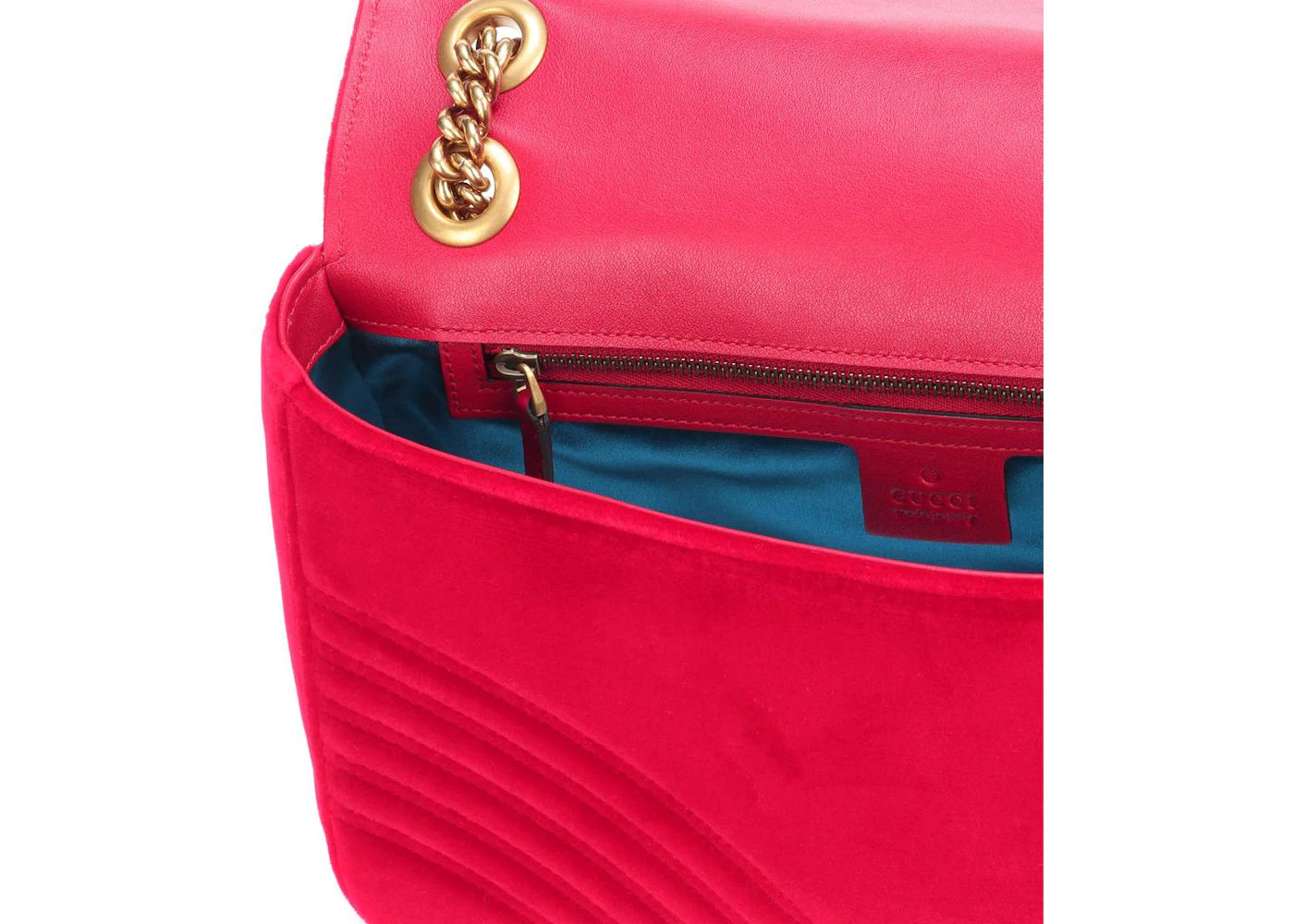 Gucci GG Marmont Shoulder Bag Matelasse Velvet Small Hibiscus Red - vue secondaire A