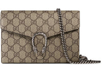 Gucci Dionysus Kettengeldbörse GG Supreme Beige/Ebony