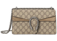 Gucci Dionysus Schultertasche, klein, GG Supreme Canvas, Beige/Ebenholz