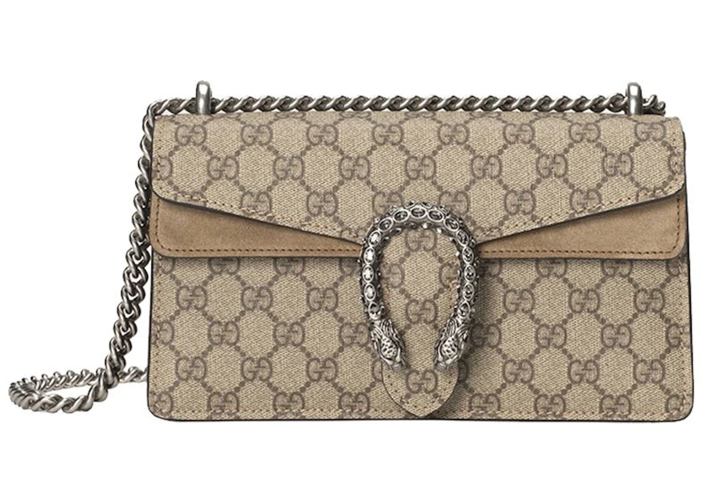 Gucci Dionysus Shoulder Bag Small GG Supreme Canvas Beige/Ebony - vue 360