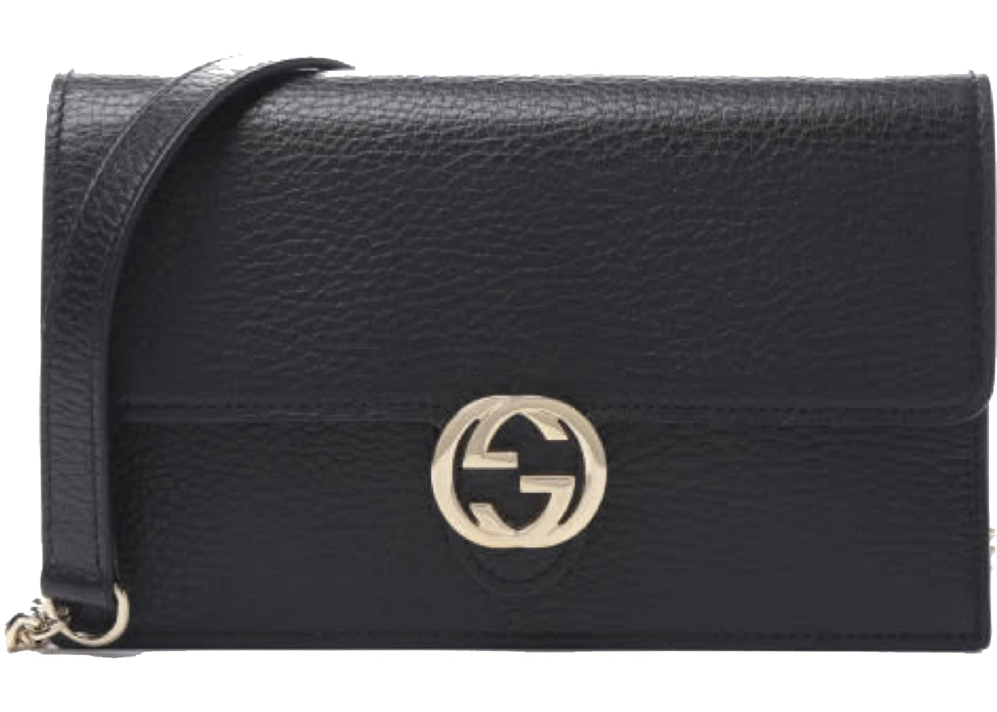 Gucci Dollar Interlocking GG Shoulder Bag Grained Black - vue 360
