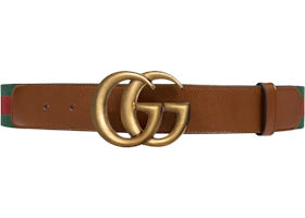Gucci Double G Buckle Web Belt 1.5"W Brown/Green/Red - vue 360