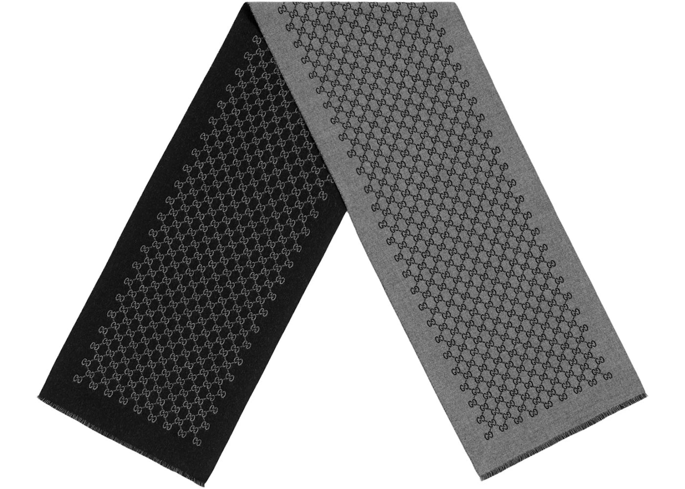 Gucci Double Jacquard GG Wool Scarf Dark Grey/Black - vue secondaire B