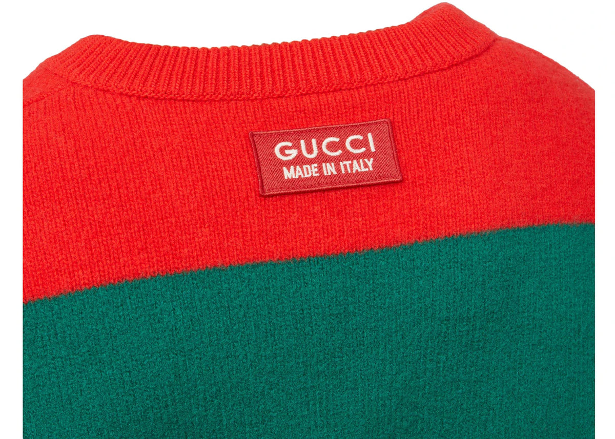 Gucci Felted Wool Striped Sweater Red/Green - vue secondaire B