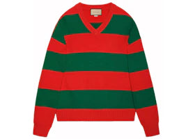Gucci Felted Wool Striped Sweater Red/Green