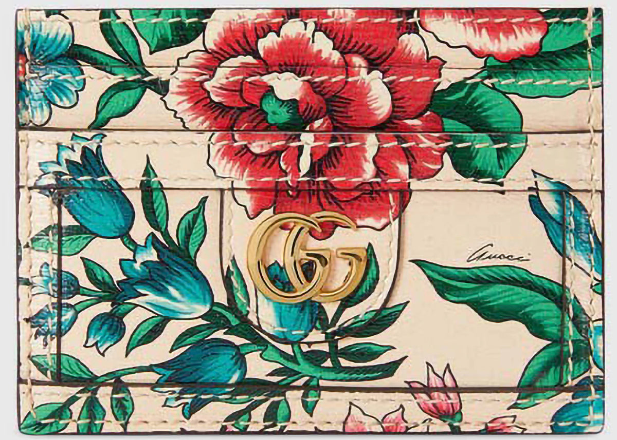Gucci Flower Print Card Case Multicolor - vue secondaire A