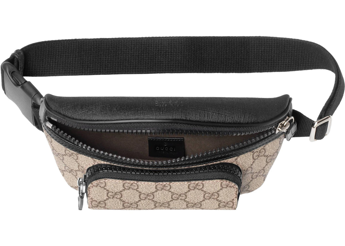 Gucci Front Pocket Belt Bag GG Supreme Small Black/Beige - vue secondaire B