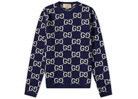 Gucci GG All Over Crewneck Sweater Navy
