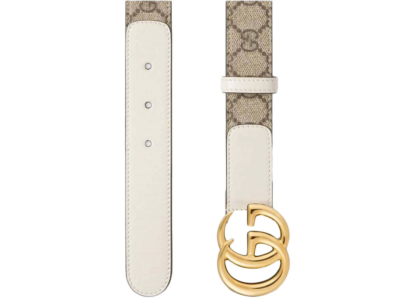 Gucci GG Belt Double G Buckle 1 Width Belt White - vue secondaire B