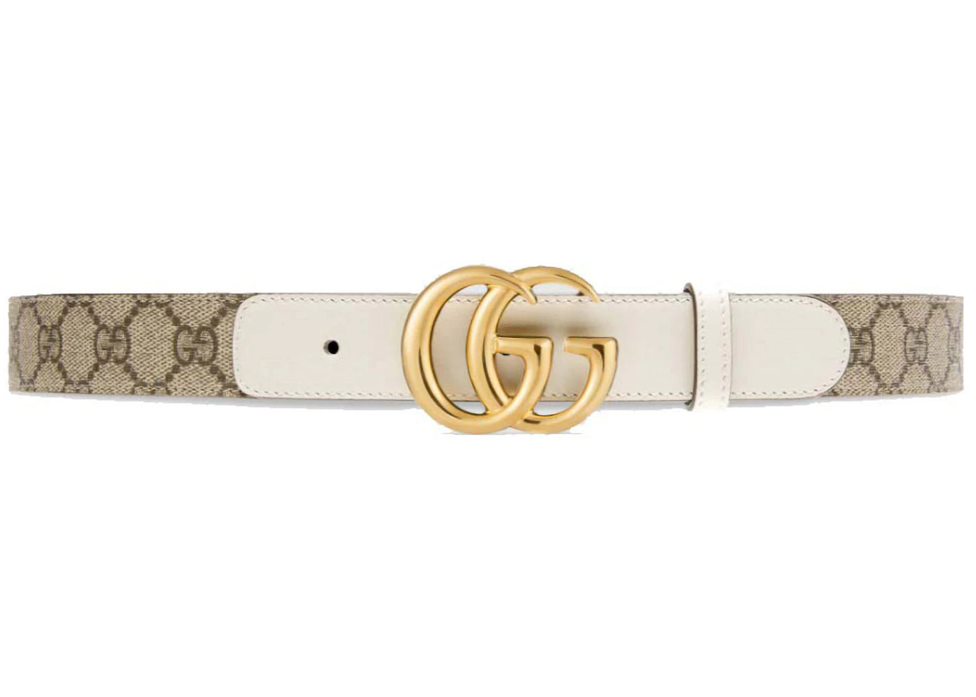 Gucci GG Belt Double G Buckle 1 Width Belt White - vue secondaire A