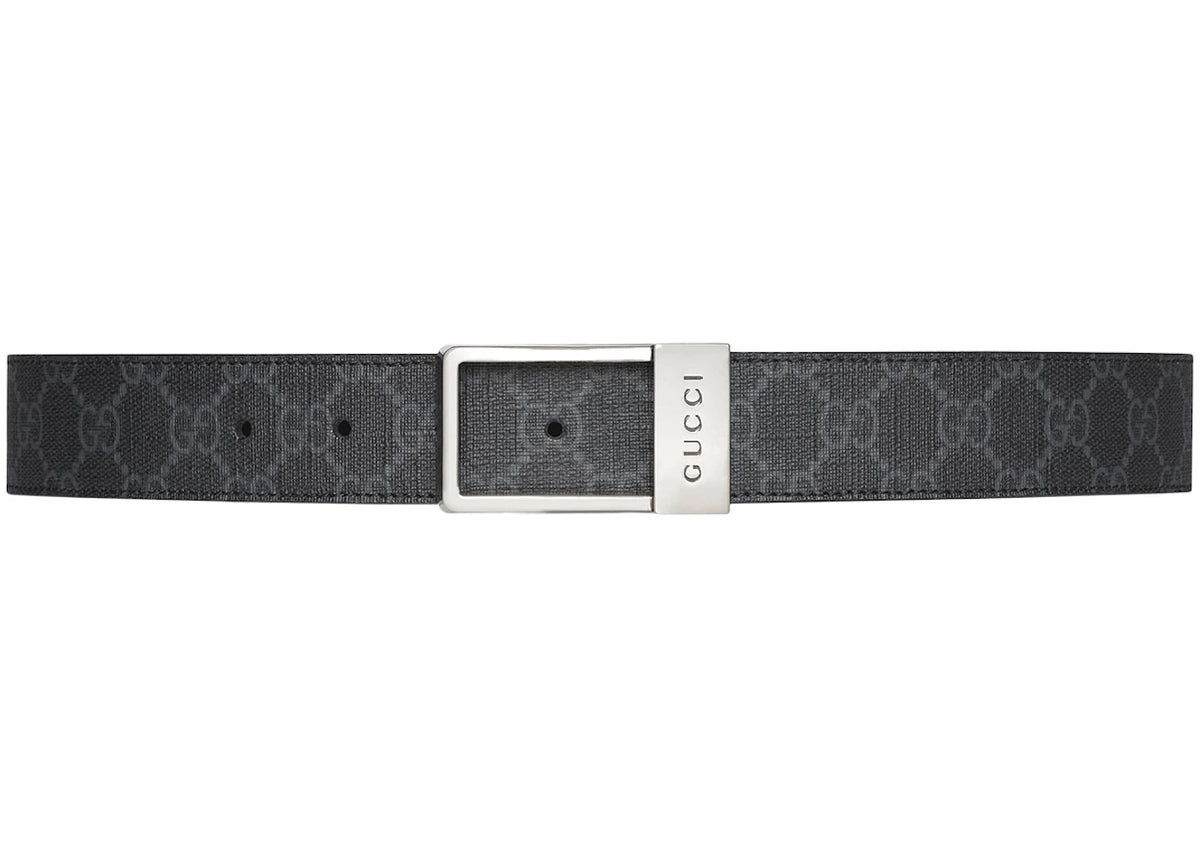Gucci GG Belt with Rectangular Buckle GG Supreme Black - vue 360
