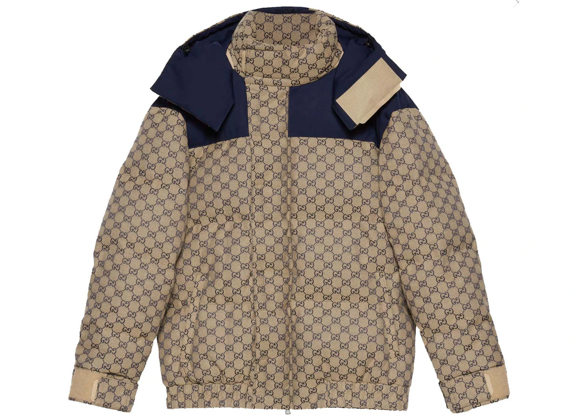 Gucci GG Canvas Goose Down Jacket Blue - vue 360