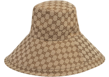 Gucci GG Canvas Wide Brim Hat Beige/Ebony - authentic Gucci product