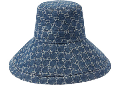 Gucci GG Canvas Wide Brim Hat Blue/Ivory