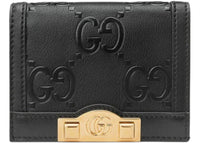Gucci GG Embossed Card Case Wallet Black