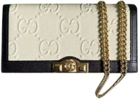 Gucci GG Embossed Wallet with Chain Wallet White Black