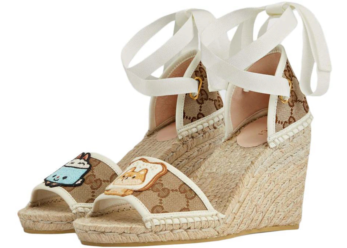 Gucci GG Espadrille with Patch Beige White (Women's) - vue secondaire B