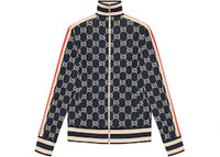 Gucci GG Jacquard Cotton Jacket Blue/Ivory