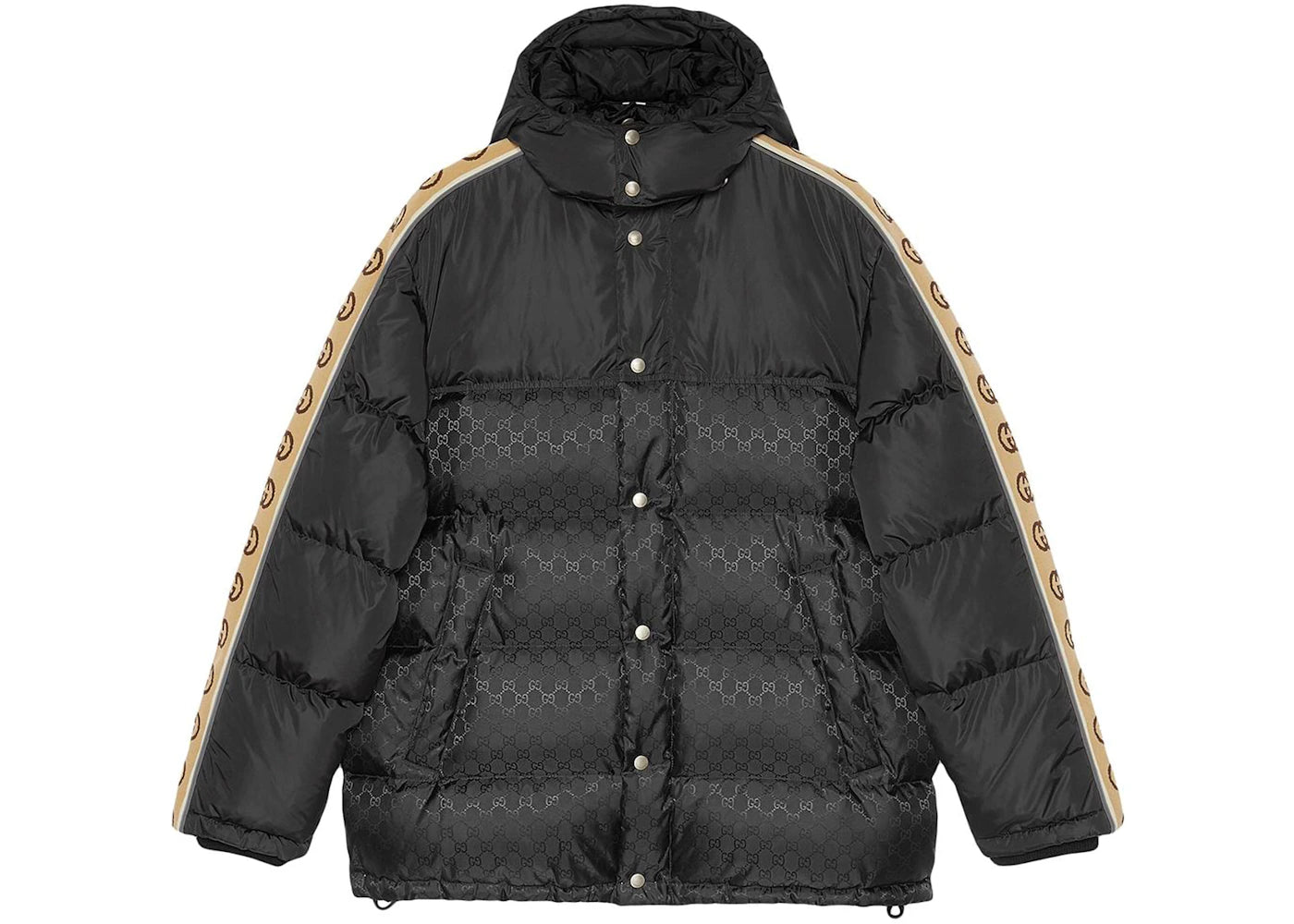 Gucci GG Jacquard Tape Sleeve Down Jacket Black - vue secondaire A