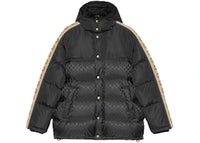 Gucci GG Jacquard Tape Sleeve Down Jacket Black