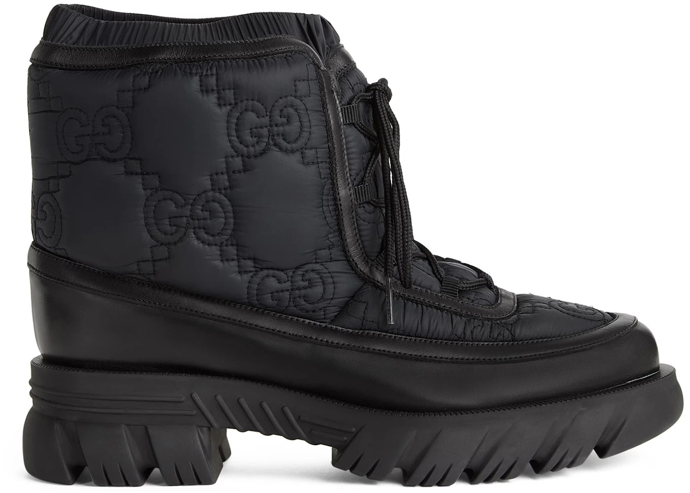 Gucci GG Lace Up Ankle Boot Black - vue 360