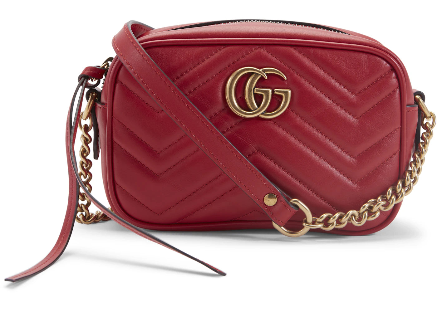 Gucci GG Marmont Camera Bag Matelasse Mini Hibiscus Red - vue 360