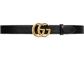 Gucci GG Marmont Leather Belt with Shiny Buckle 1 Width Black - vue 360