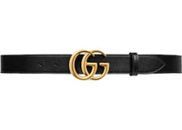 Gucci GG Marmont Leather Belt with Shiny Buckle 1 Width Black