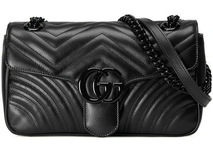 Gucci GG Marmont Matelasse Shoulder Bag Small Black/Black - authentic Gucci product