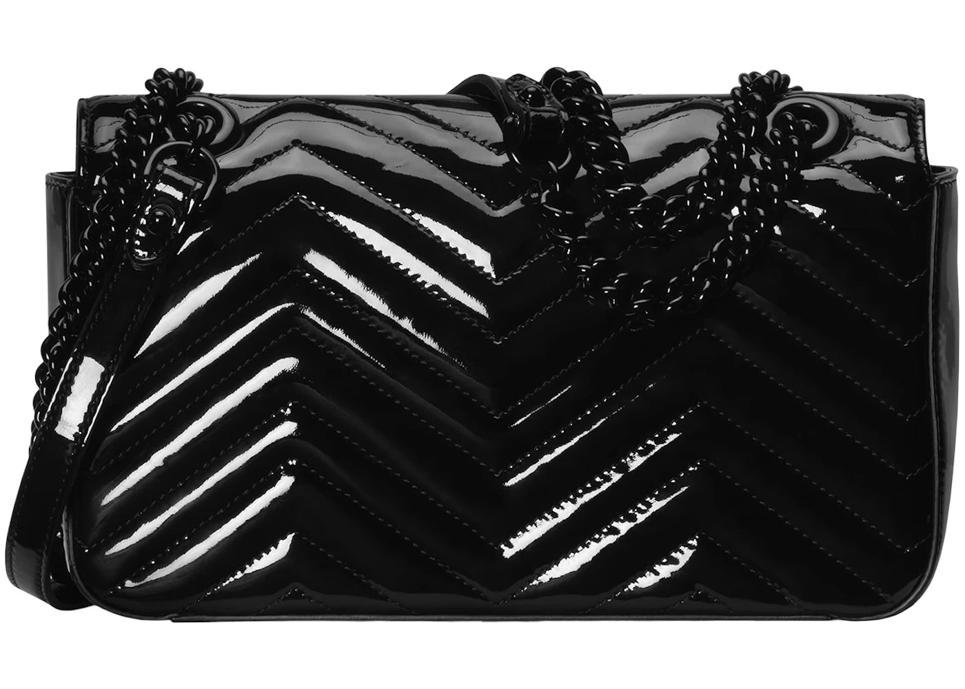 Gucci GG Marmont Patent Small Shoulder Bag Black Patent Leather - vue secondaire A