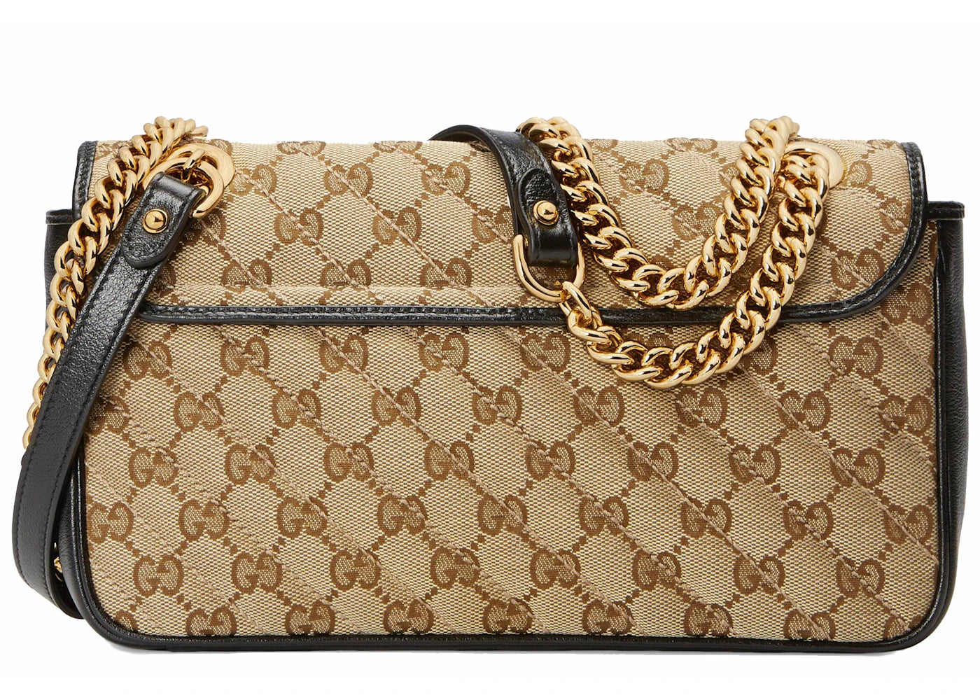 Gucci GG Marmont Small Diagonal Matelasse Bag Original GG Canvas Beige/Ebony