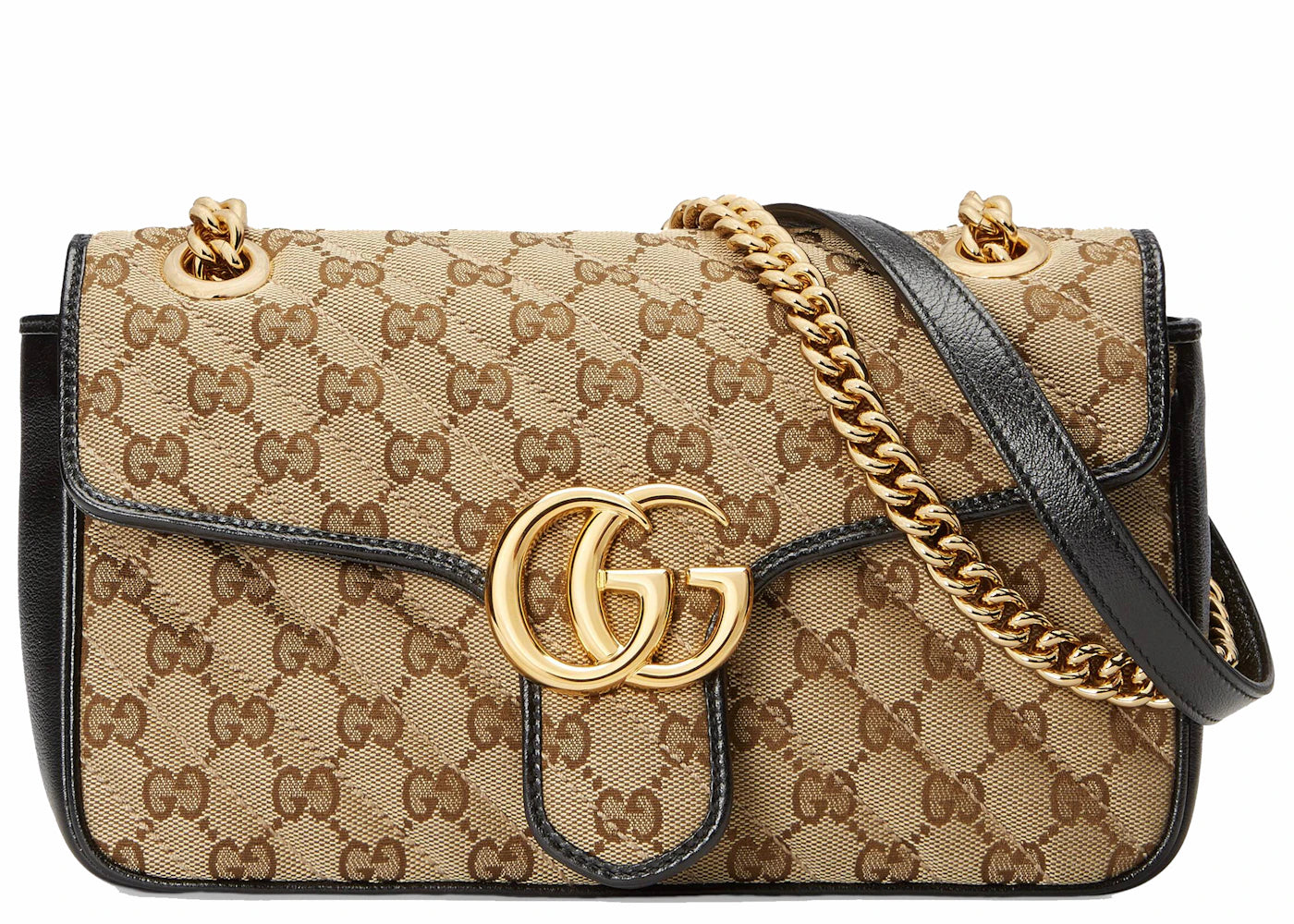 Gucci GG Marmont Small Diagonal Matelasse Bag Original GG Canvas Beige/Ebony