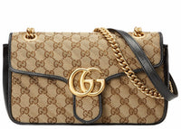 Gucci GG Marmont Small Diagonal Matelasse Bag Original GG Canvas Beige/Ebony