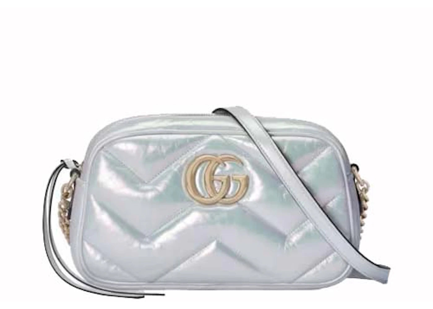 Gucci GG Marmont Kleine Kamera-Schultertasche Grün Iridescent