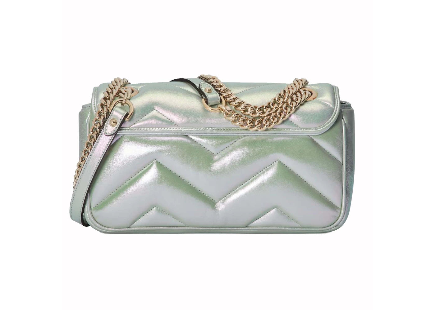 Gucci GG Marmont Kleine Schultertasche Grün Irisierend - vue secondaire A