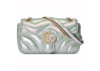 Gucci GG Marmont Kleine Schultertasche Grün Irisierend
