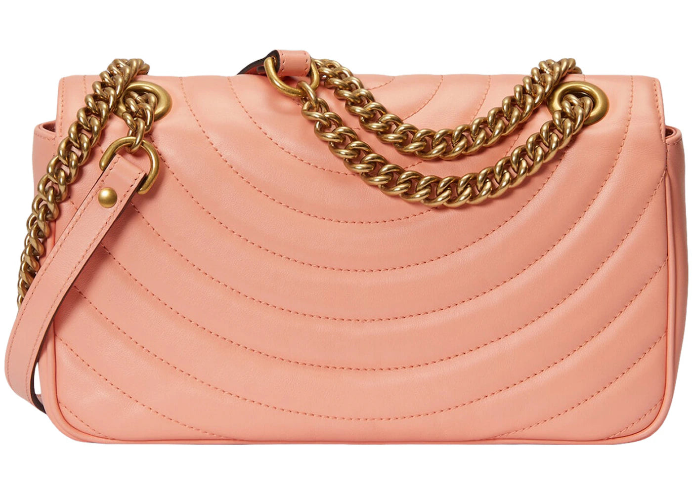Gucci GG Marmont Small Shoulder Bag Matelasse Round And Vertical Peach