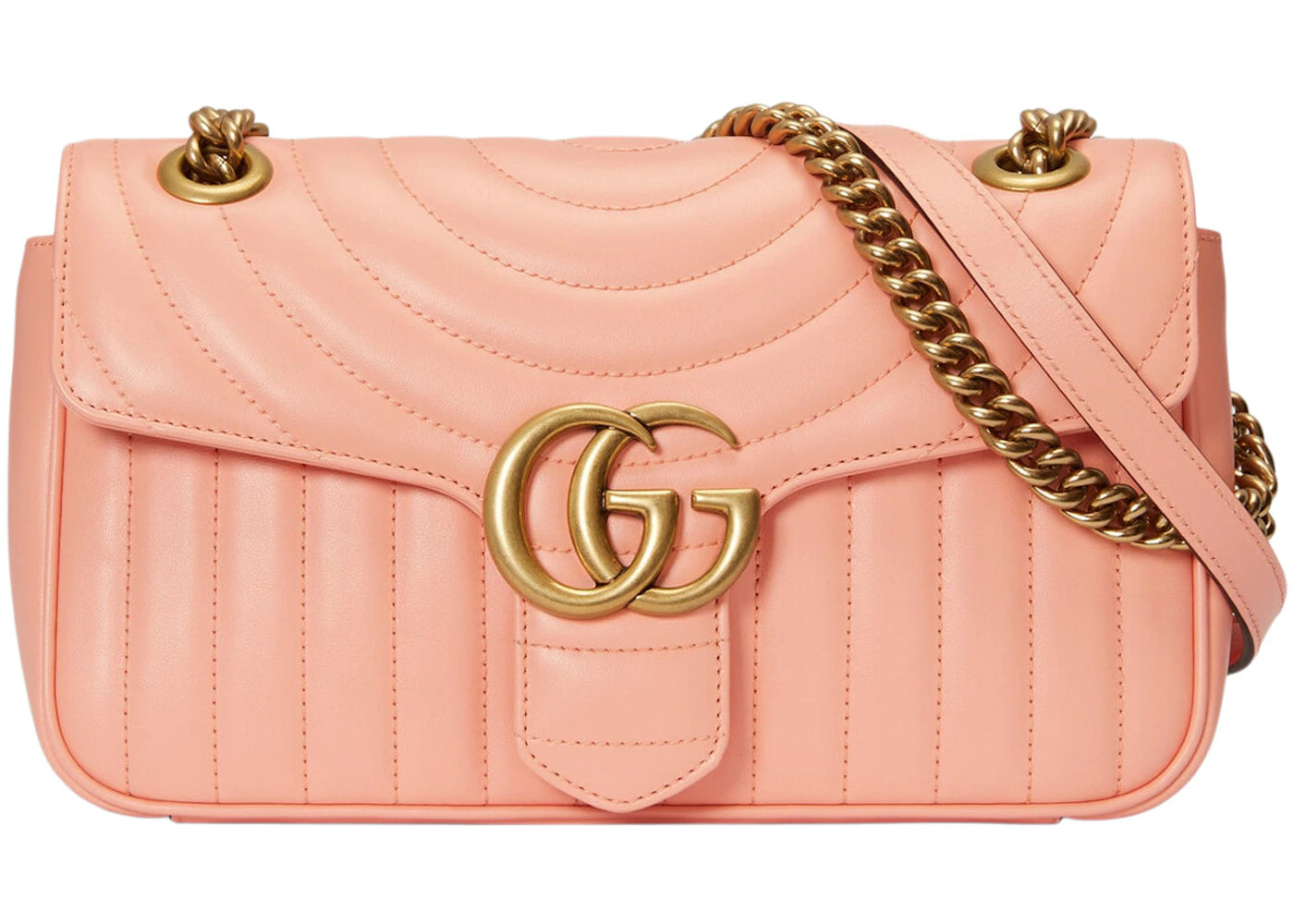 Gucci GG Marmont Small Shoulder Bag Matelasse Round And Vertical Peach sneakers - authentic Gucci shoes