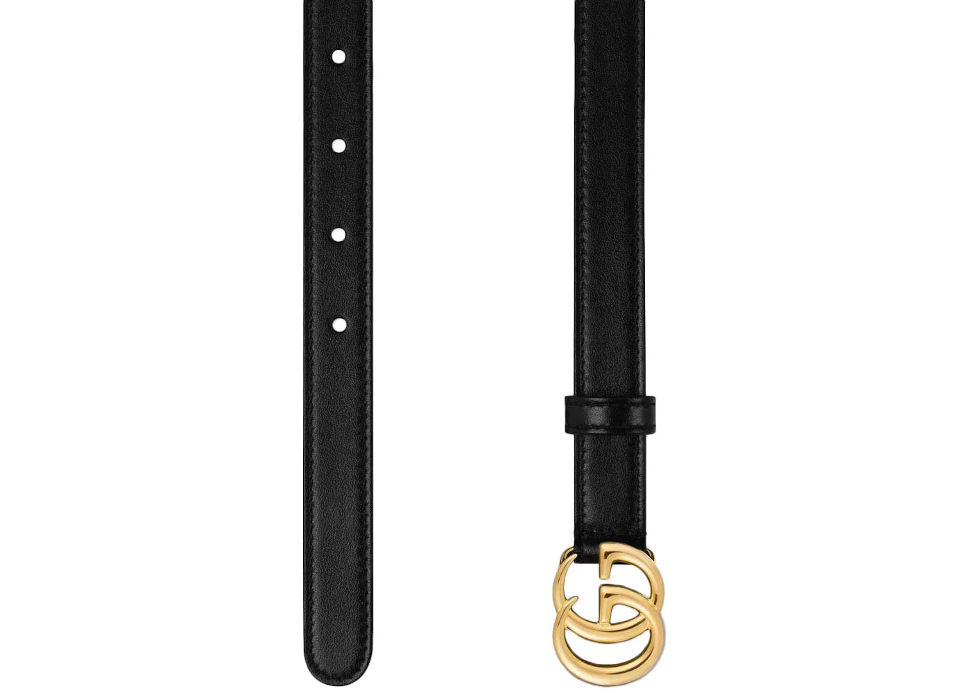 Gucci GG Marmont Thin Leather Belt with Shiny Buckle .8 Width Black - vue secondaire B