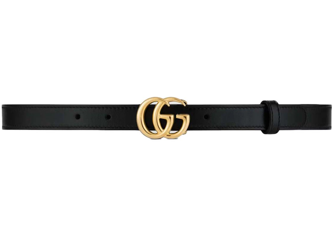 Gucci GG Marmont Thin Leather Belt with Shiny Buckle .8 Width Black - vue secondaire A