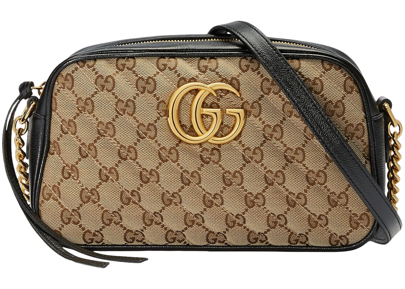 Gucci GG Marmont Zip Around Shoulder Bag Small Beige/Ebony - vue 360