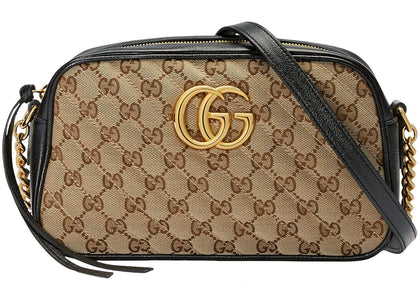 Gucci GG Marmont Zip Around Shoulder Bag Small Beige/Ebony - authentic Gucci product