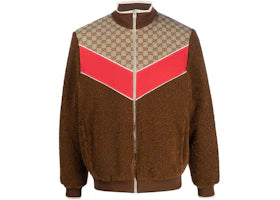 Gucci GG Monogram-Pattern Zip-Up Jacket Brown/Pink
