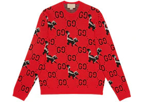 Gucci GG Skunk Wool Knit Sweater Red/Black - vue 360