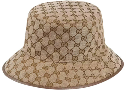 Gucci GG Supreme Reversible Bucket Hat Bucket Hat Beige Brown - authentic Gucci product